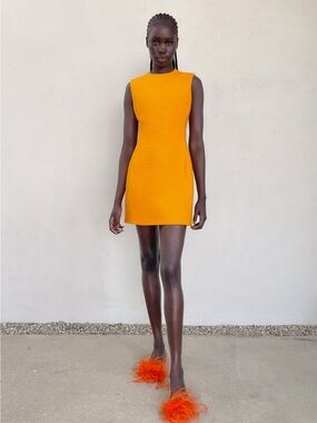 Zara Bright Orange Sleeveless Mini Dress